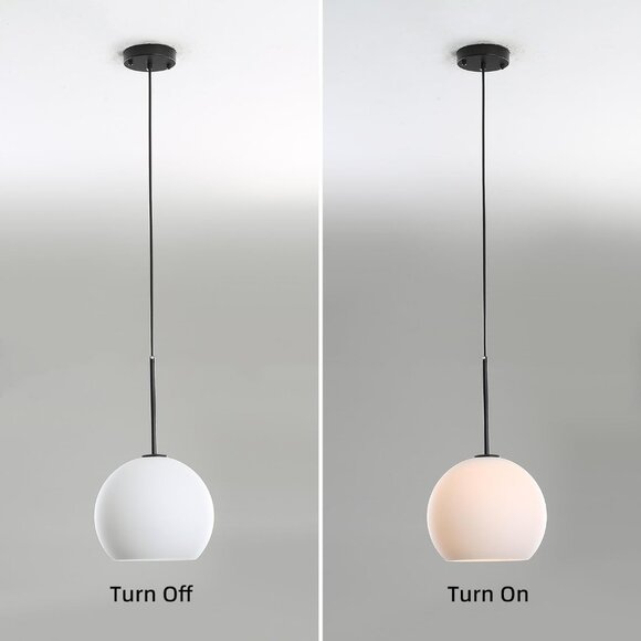 NEW Modern Globe Pendant Light Fixture Mid-Century Glass Ceiling Black White - Picture 4 of 6